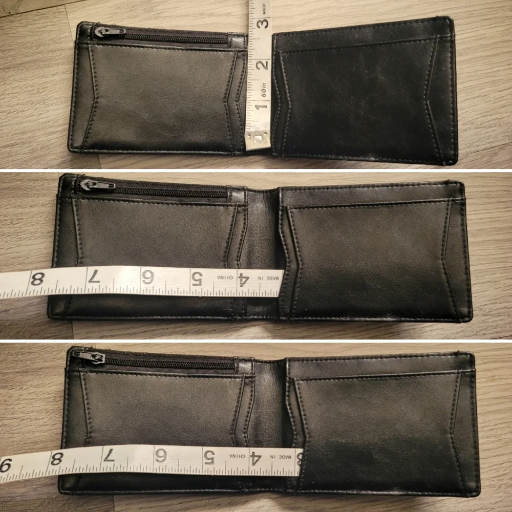 Bulliant Black Leather Slim Zipper Wallet with Card Holdere, 4